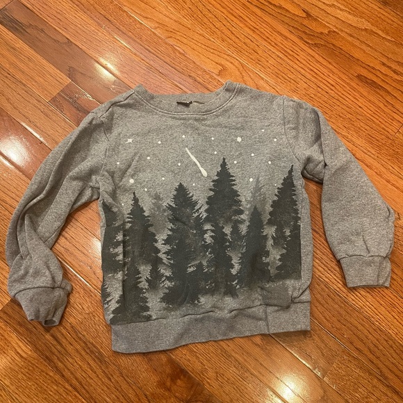 Tea Collection Boys’ Size 5 Gray Sweatshirt with Forest Design - Picture 2 of 5
